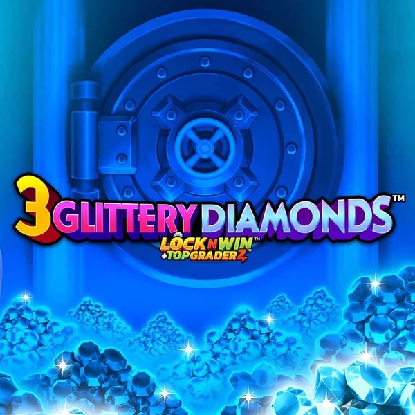 3 Glittery Diamonds slot logo by PearFiction Studios at Vincispin Casino
